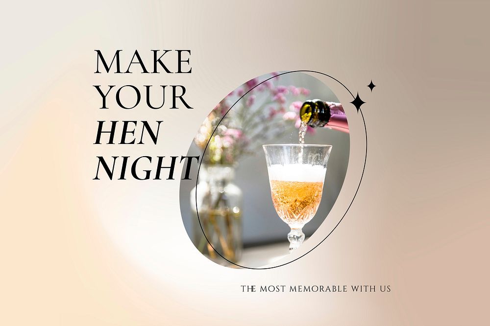 Bar campaign banner template vector with champagne glass photo