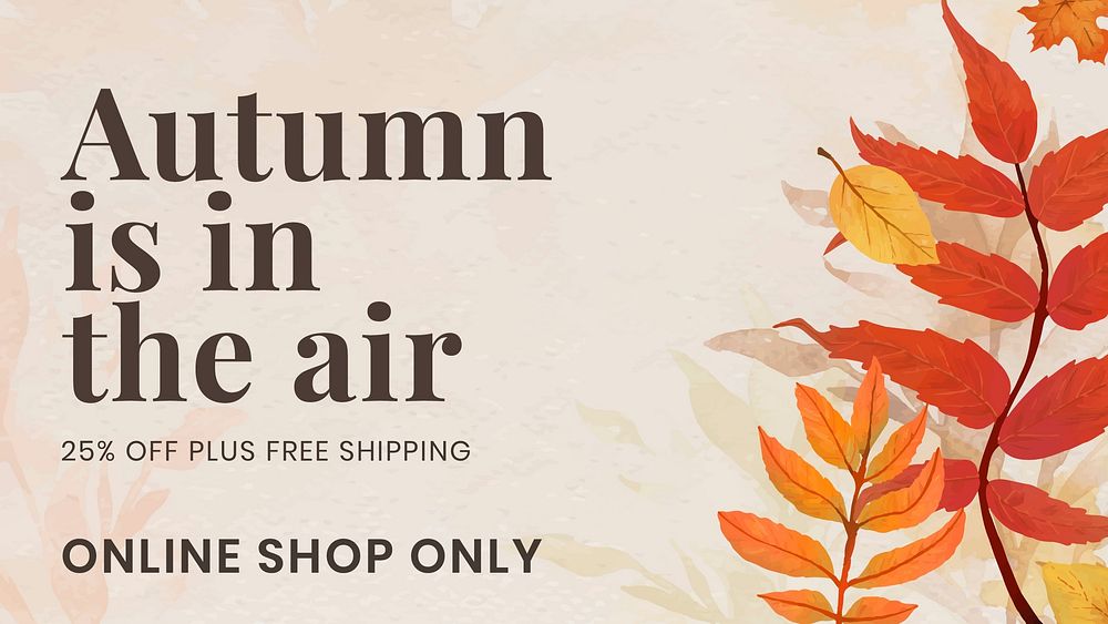 Autumn sell template vector for blog banner autumn is in the air