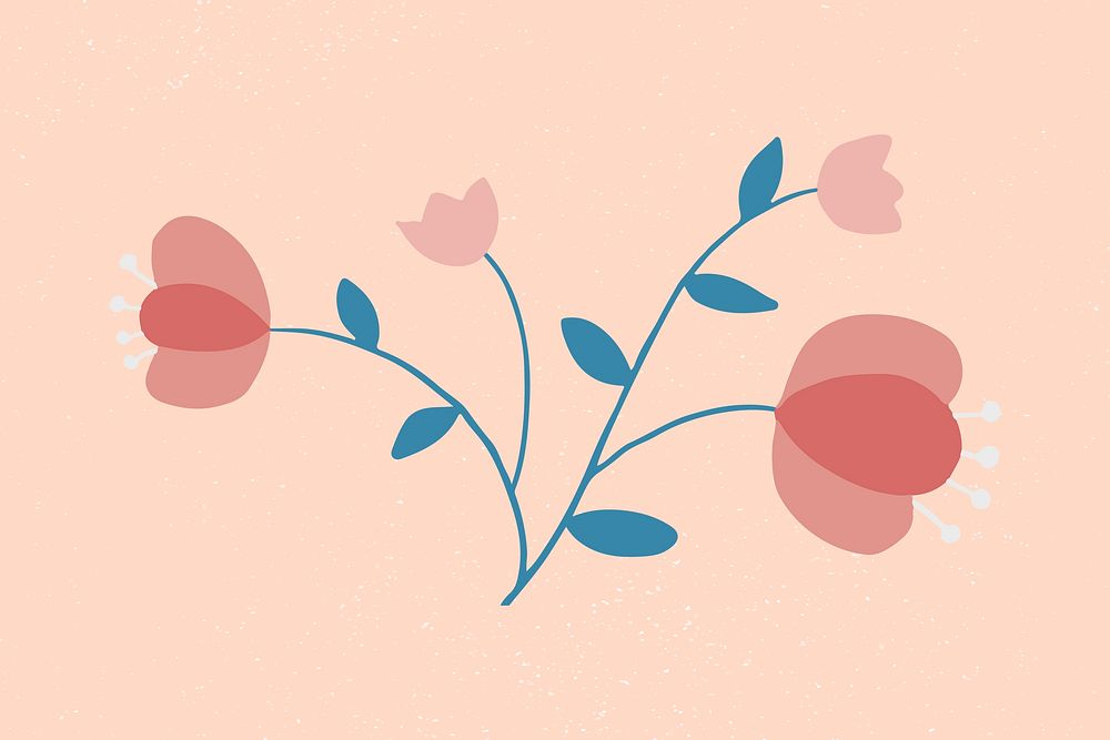 Cute pink flower element vector feminine style