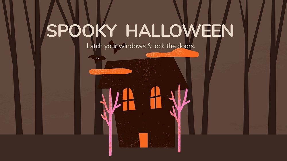 Halloween banner template vector, spooky haunted house illustration