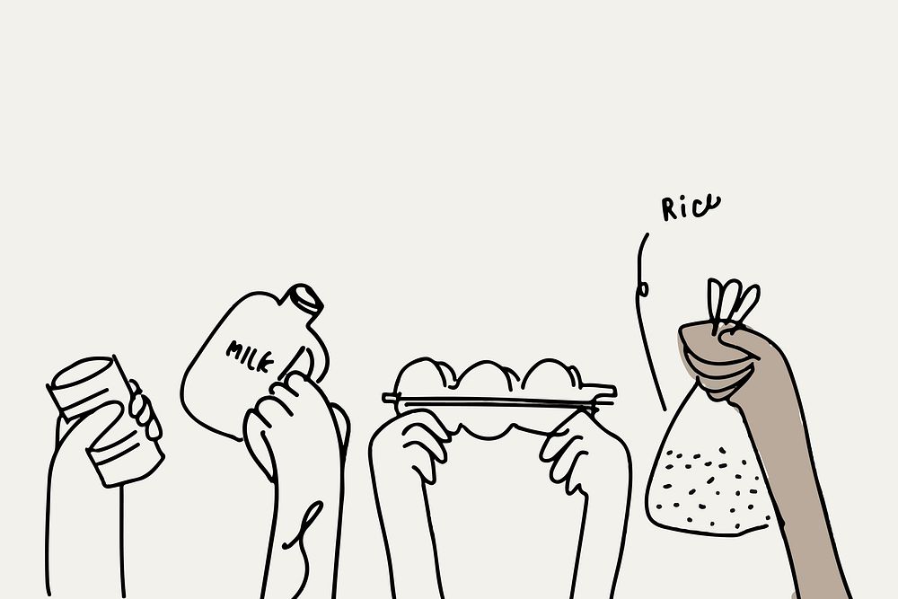 Food donation doodle charity concept illustration