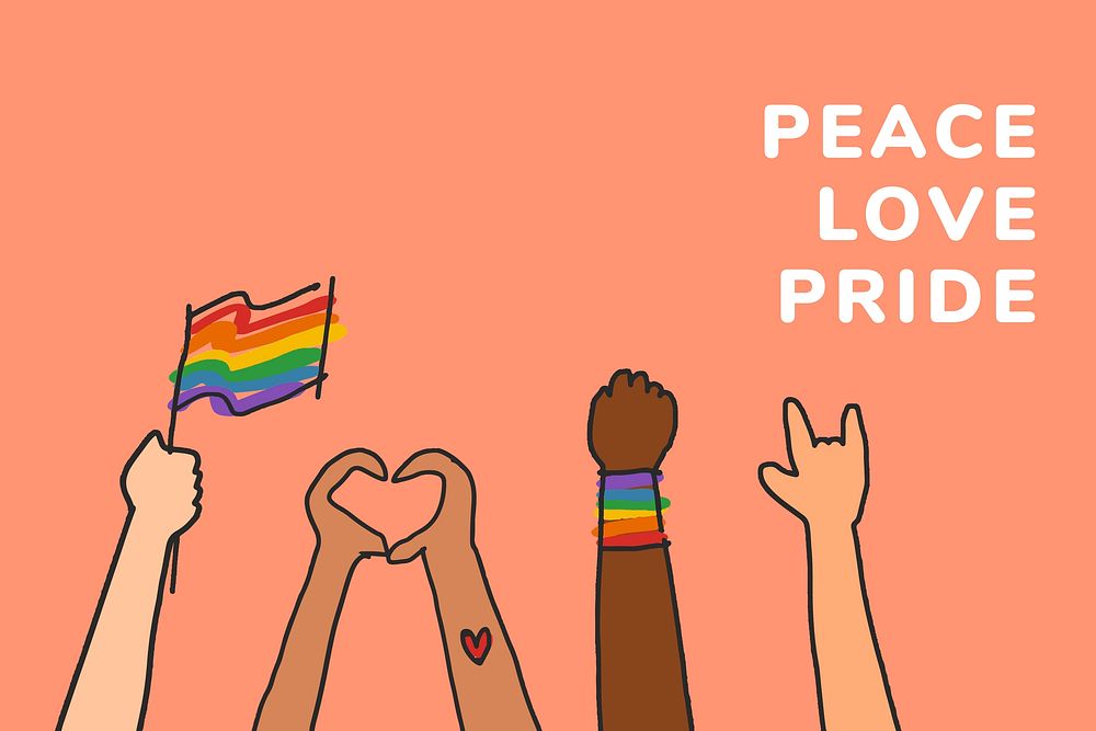 Human rights LGBTQ template vector with peace love pride text