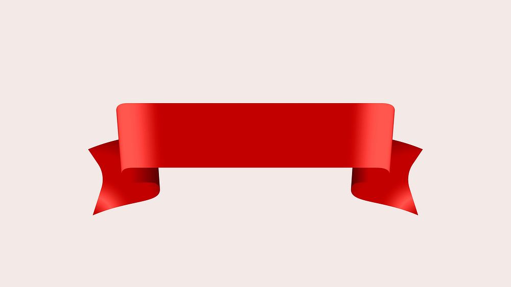 Ribbon banner vector art, red realistic label design