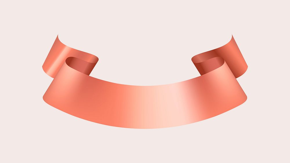 Ribbon vector image, rose gold banner graphic element