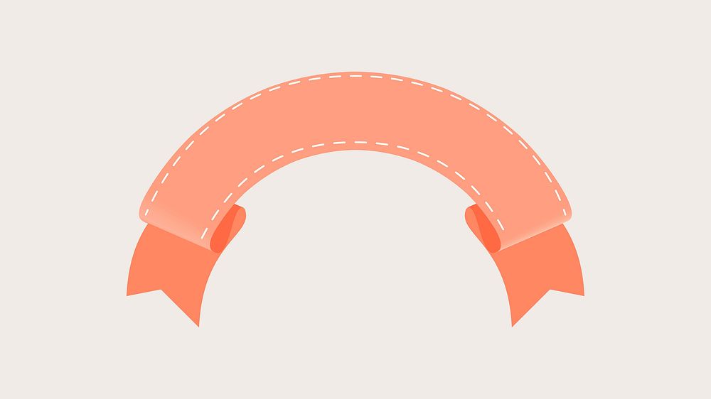 Peach ribbon banner vector, decorative label flat graphic design