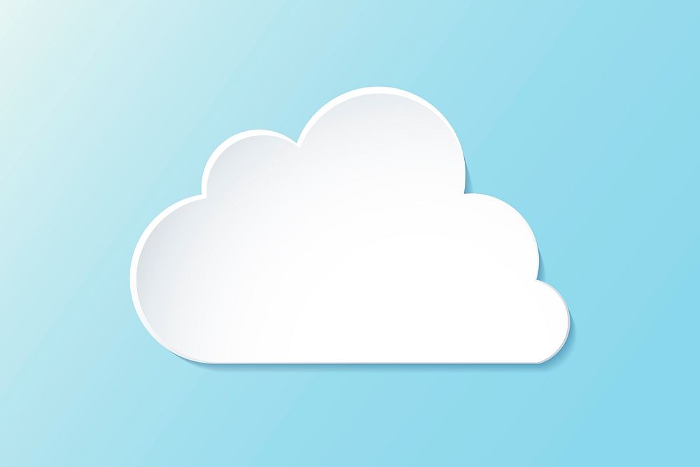 Paper cloud element, cute weather clipart vector on gradient blue background