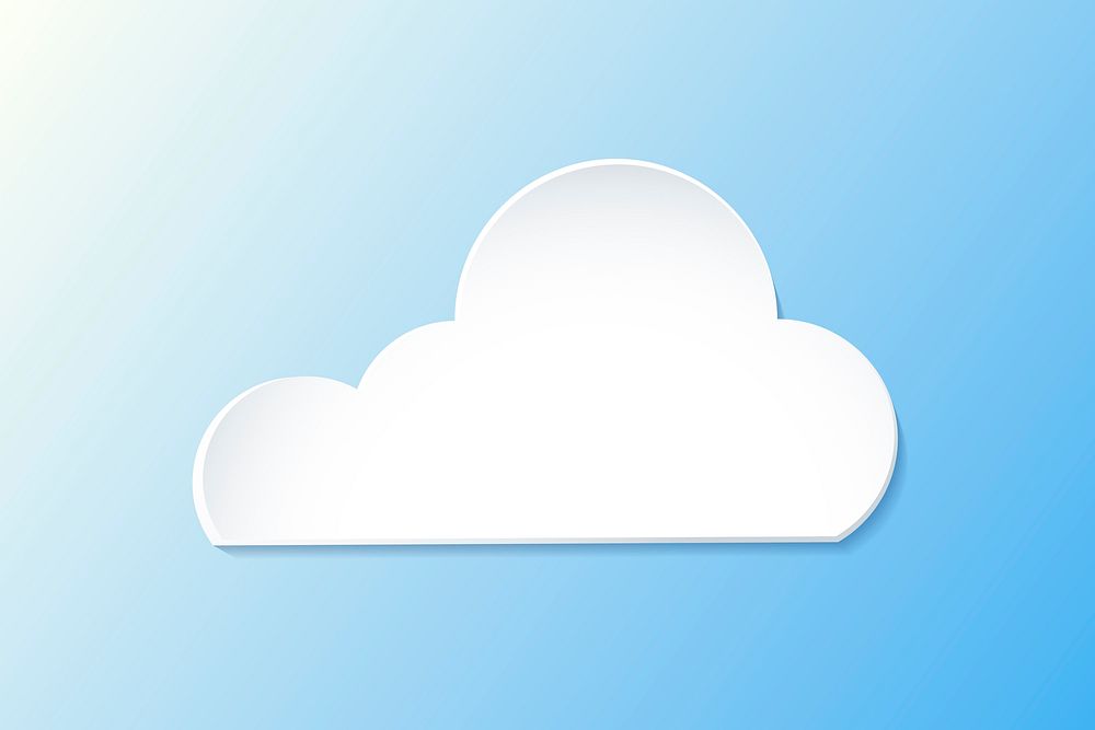 3D cloud element, cute weather clipart vector on gradient blue background