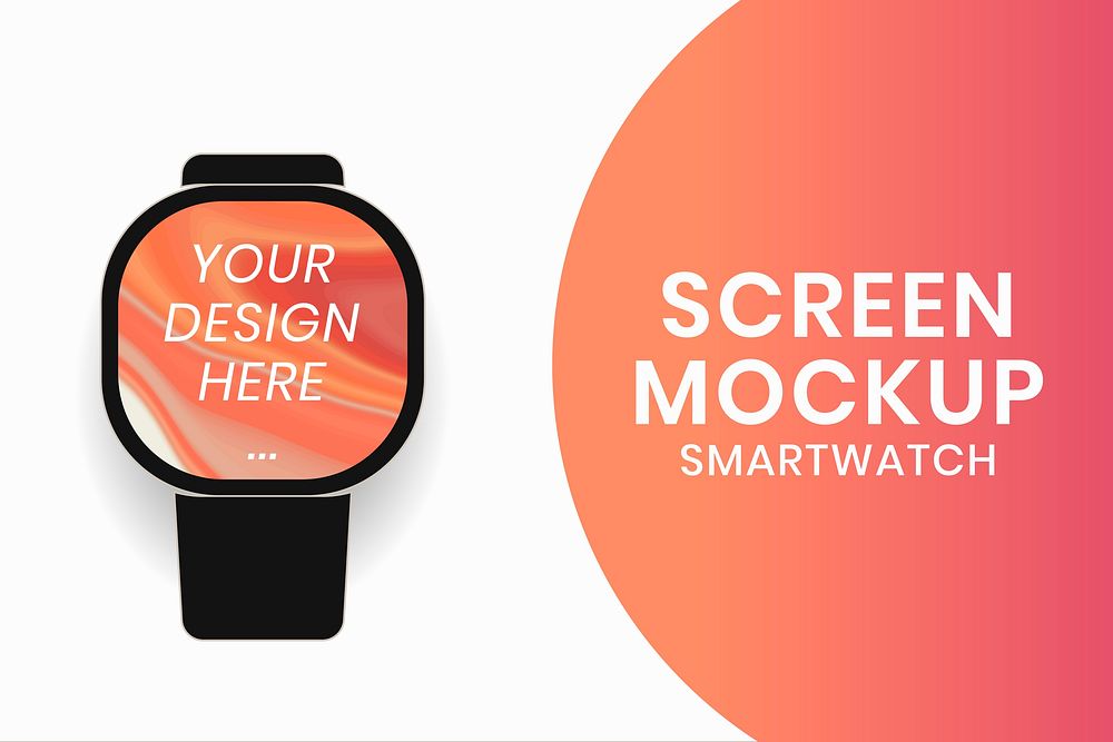 Smartwatch screen mockup, health tracker device vector illustration