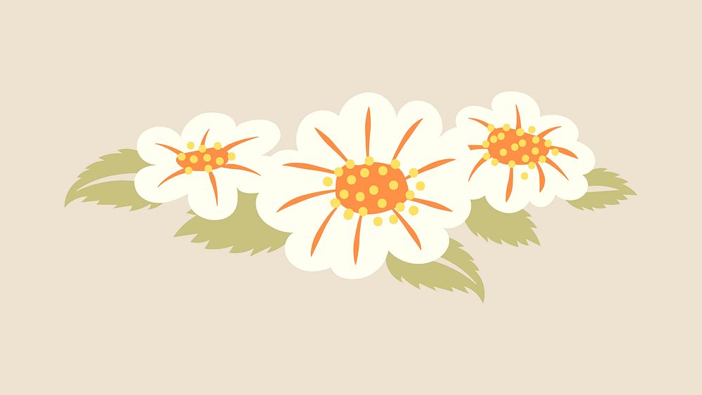 Flower divider, white cute sticker vector illustration