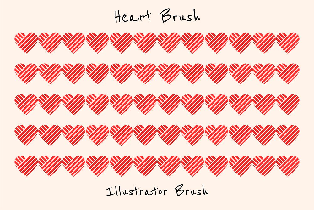 Cute heart illustrator brush, love pattern vector add-on set