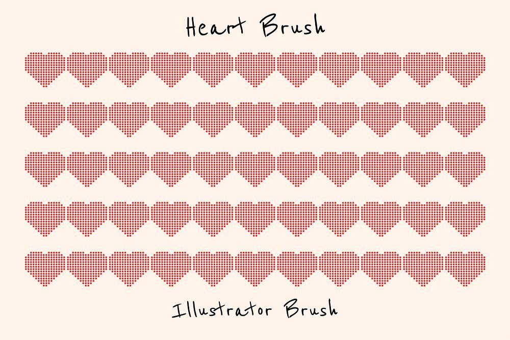 Dotted hear illustrator brush, love pattern vector add-on set