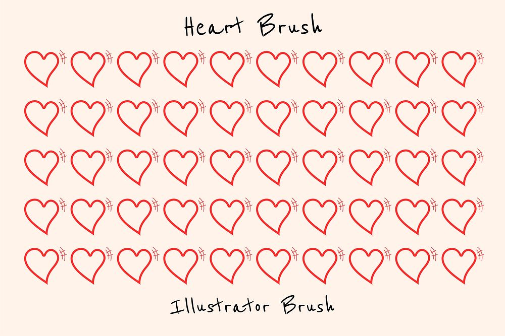 Doodle heart pattern illustrator brush vector add-on set