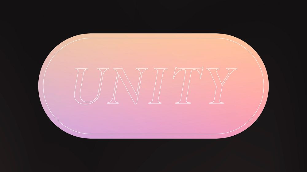 Unity sticker, empowerment typography, retro gradient clipart vector