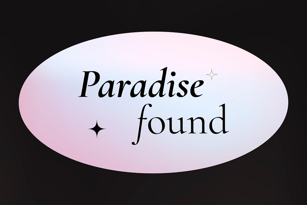 Paradise found sticker, retro typography, pink geometric clipart vector