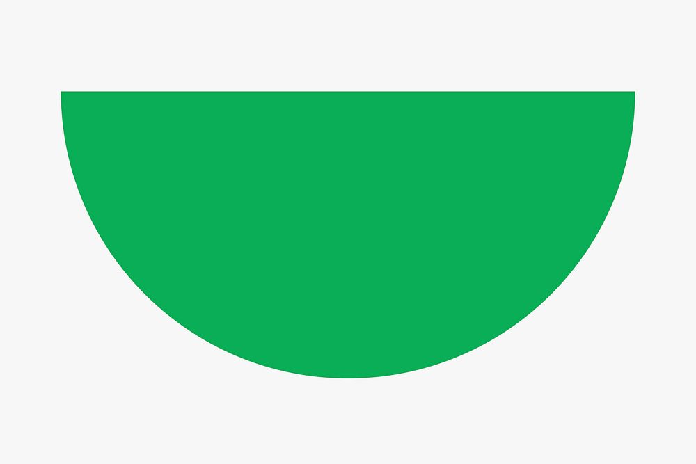 Semi-circle sticker geometric shape, green retro flat clipart vector