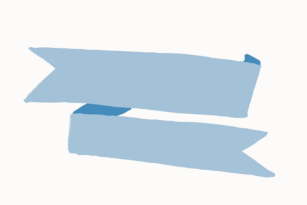Blue ribbon banner sticker, label flat design vector