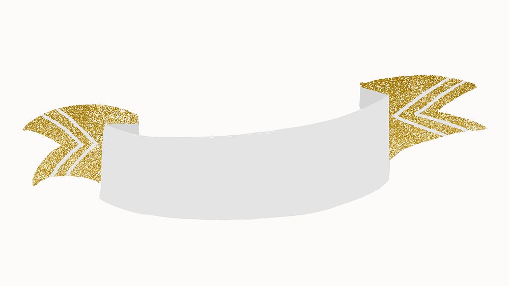 Aesthetic label sticker vector, glitter gold ribbon banner design