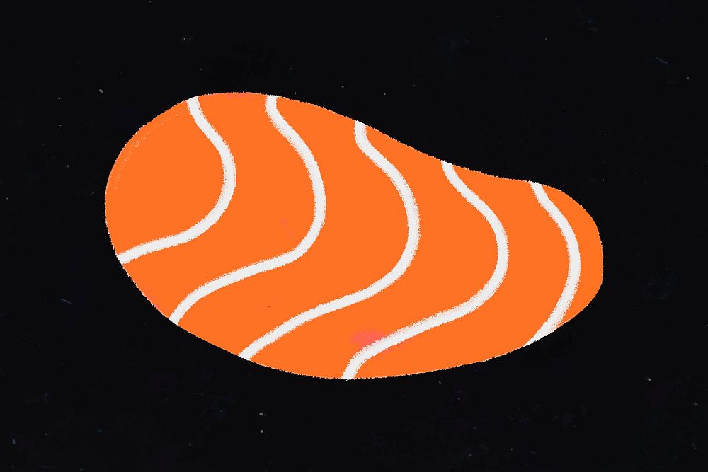 Abstract shape sticker, orange chalk texture in doodle design vector