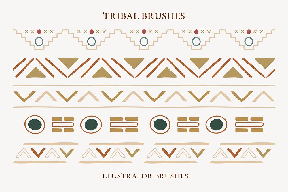 Tribal geometric pattern illustrator brush, vector add-on set