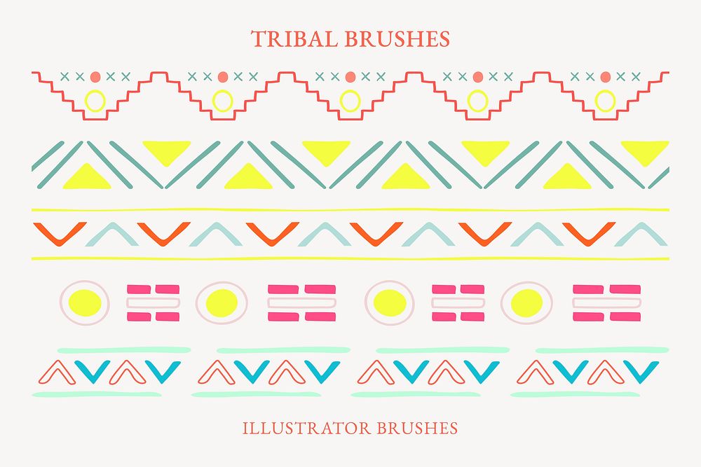 Illustrator brush, tribal aztec pattern, vector add-on set
