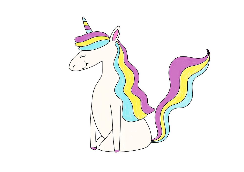 Cute unicorn design element vector, editable coloring page for kids