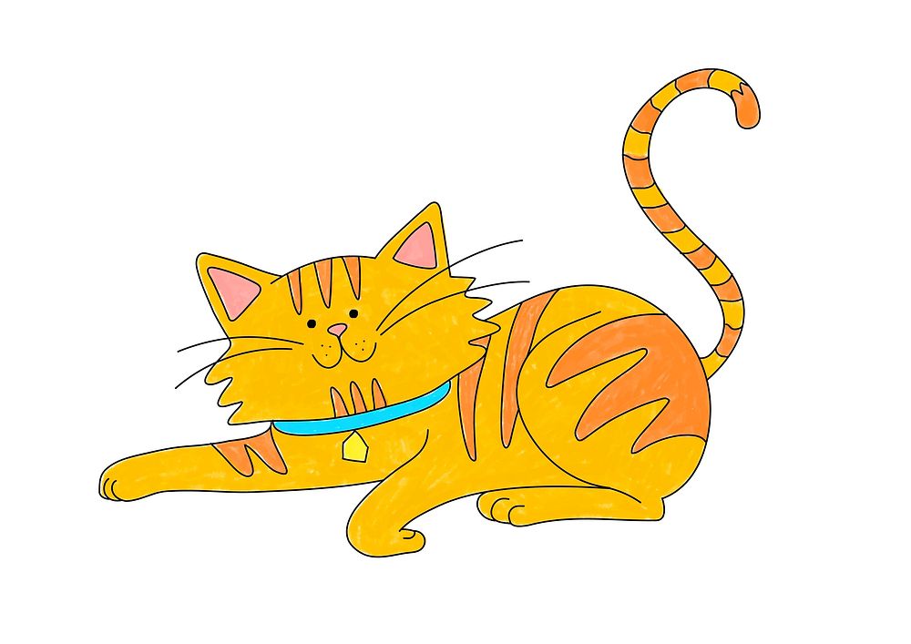 Cute ginger cat design element, editable coloring page for kids vector