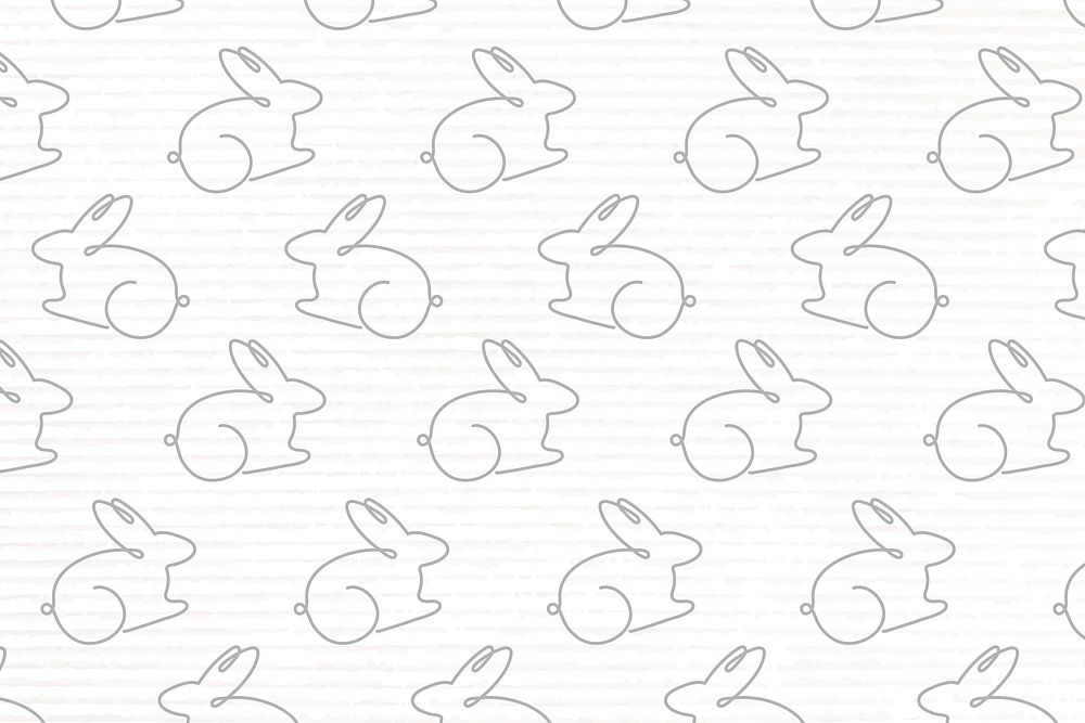 Rabbit pattern white background, seamless line art design vector