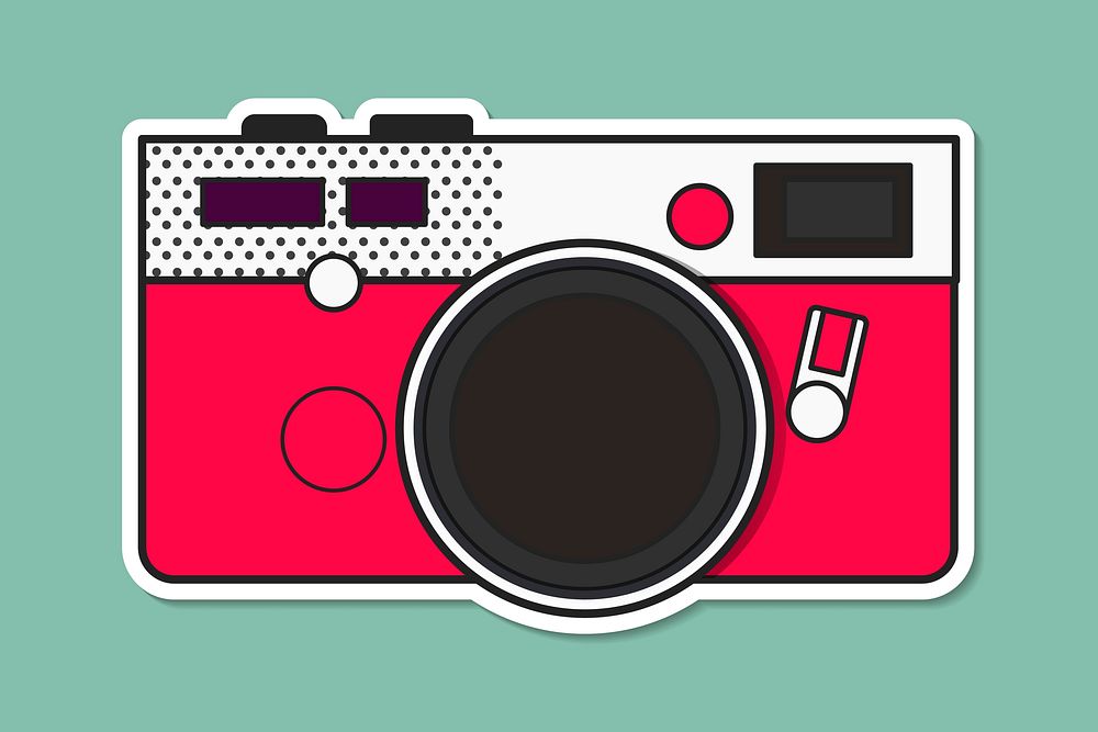 Color pop art film camera vintage vector sticker