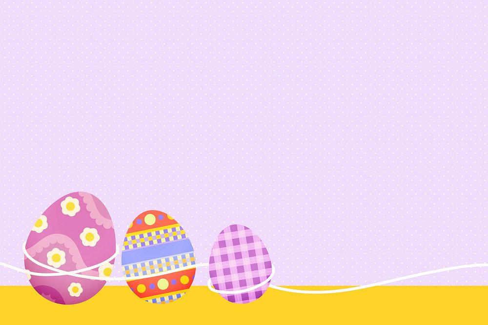 Pink Easter background, colorful egg border design vector