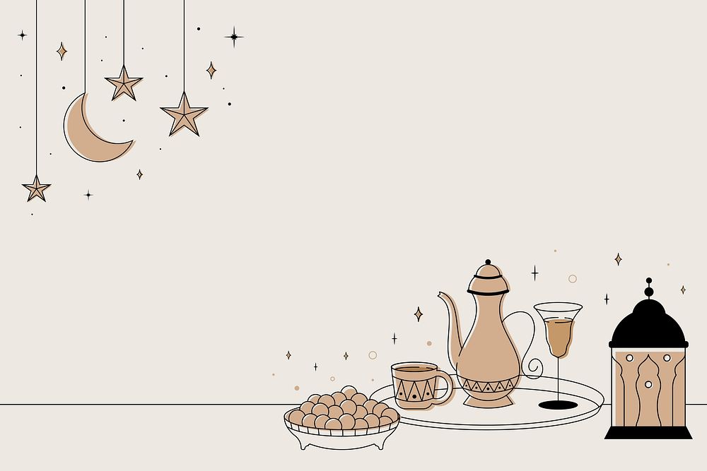 Brown Eid Mubarak social media banner, aesthetic celebration design vector