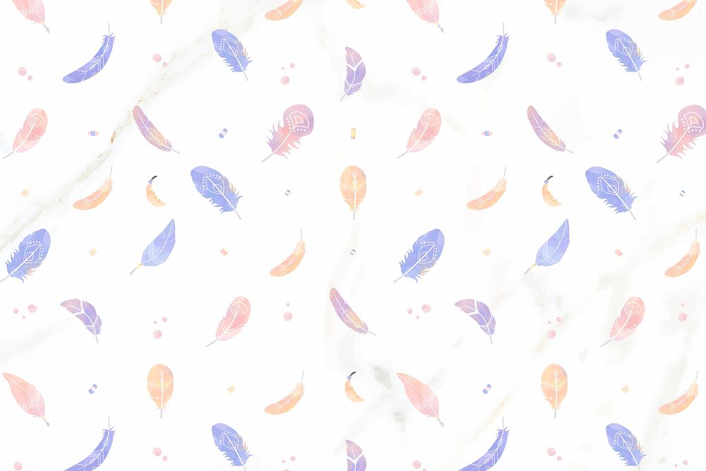 Watercolor feather Bohemian pattern vector background