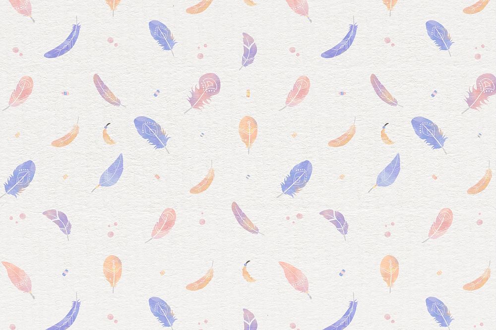 Pastel purple Boho background psd feather pattern