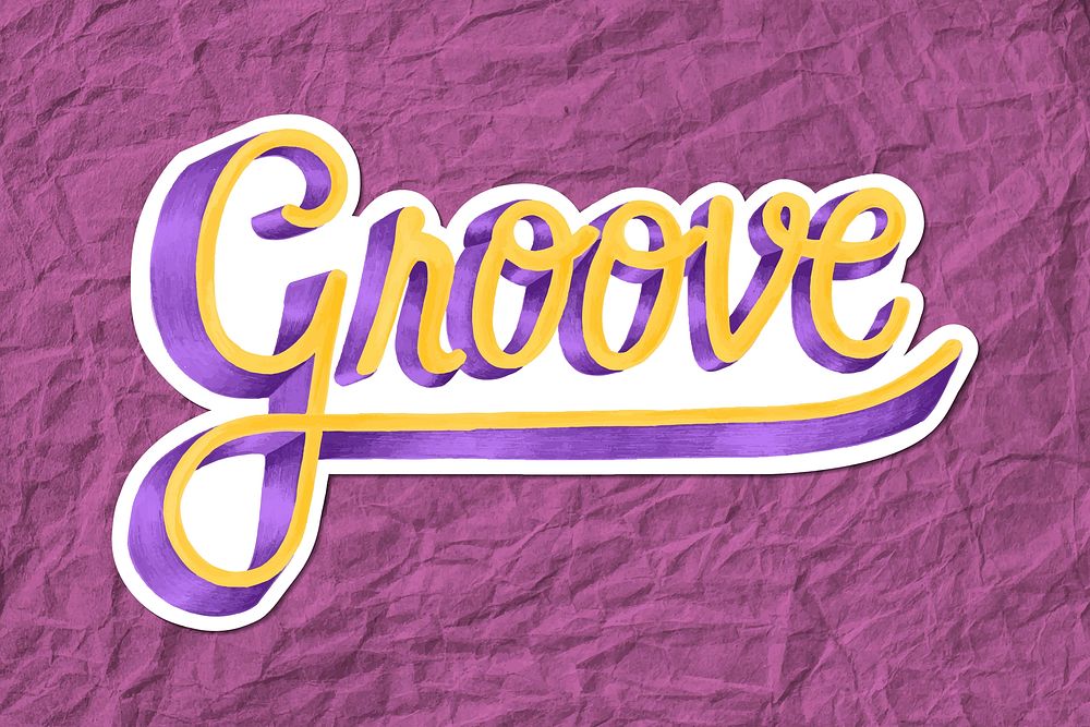 Handwritten vector groove word sticker