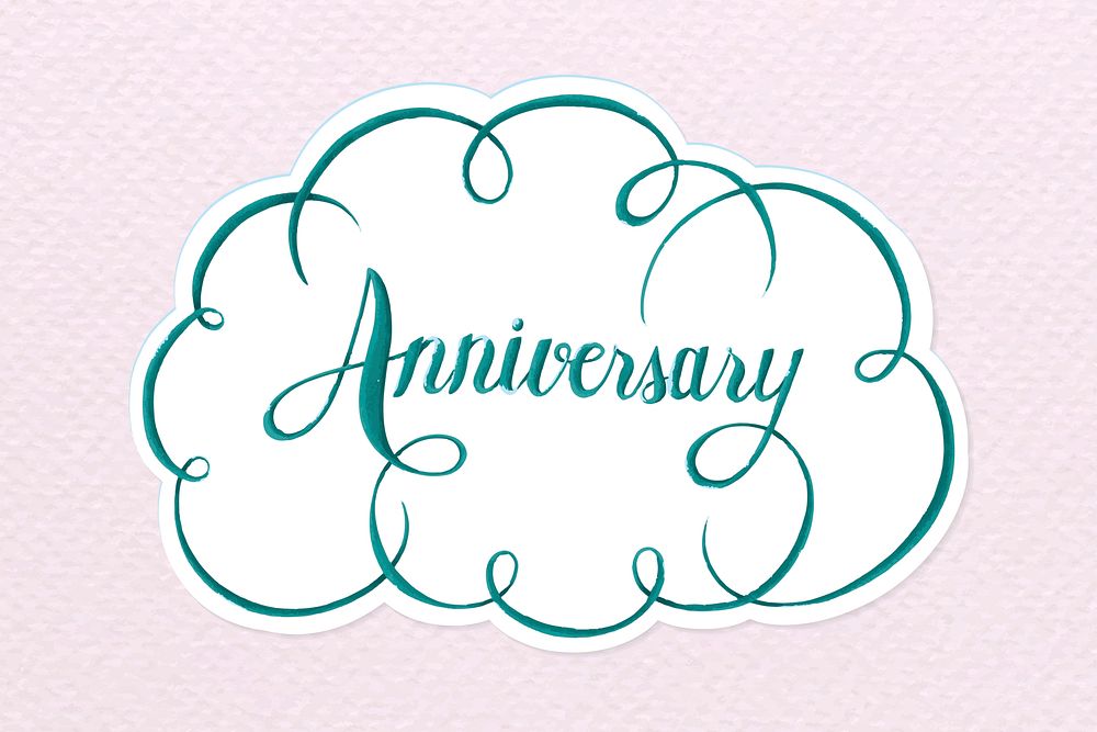 Calligraphy sticker vector anniversary