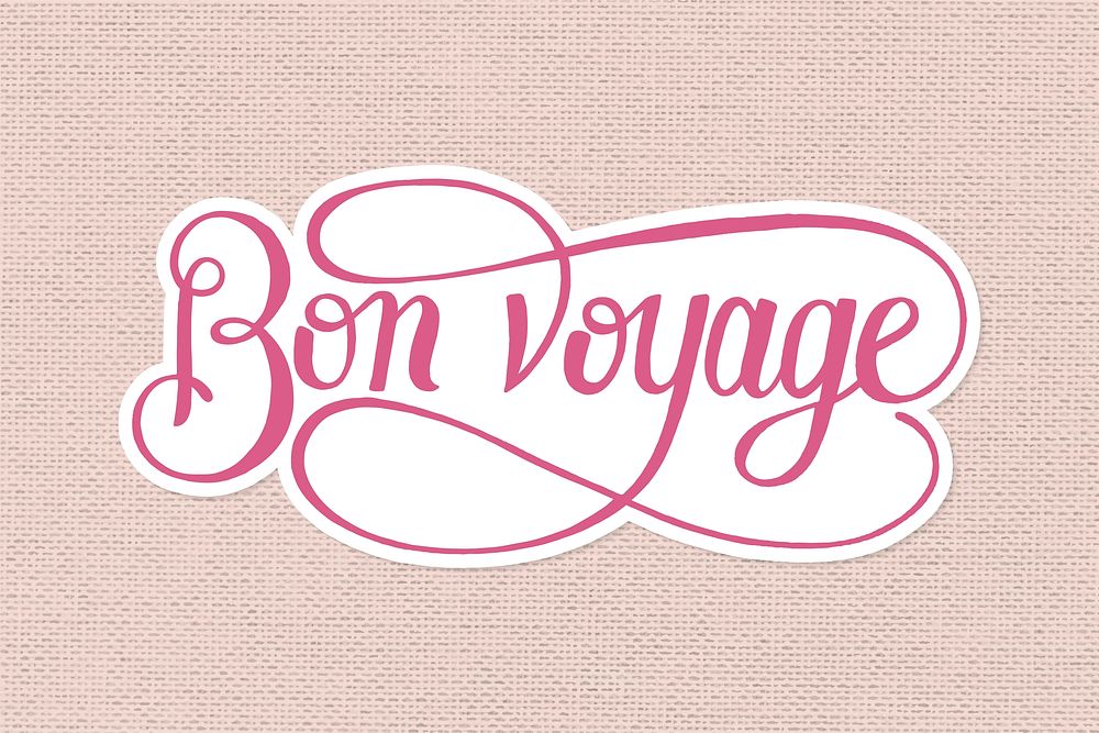 Calligraphy sticker vector  bon voyage