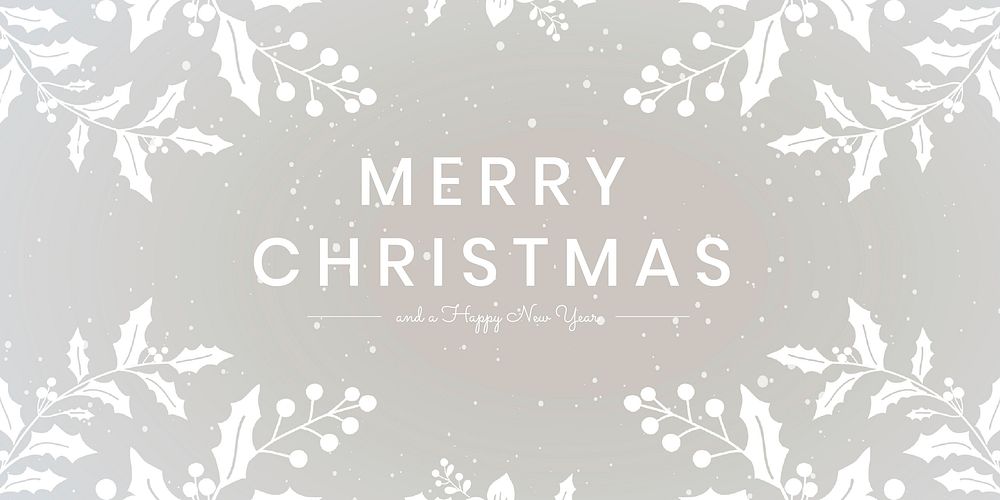 Merry Christmas wish vector gray botanical background