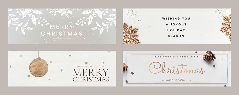 Christmas banner template vector set for social media