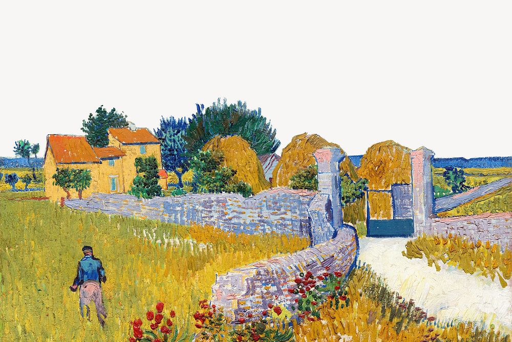 Farmhouse in Provence border collage element, Van Gogh's famous artwork remixed by rawpixel psd