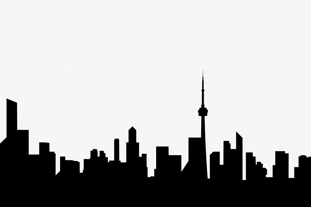 Toronto cityscape silhouette background, famous landmark psd