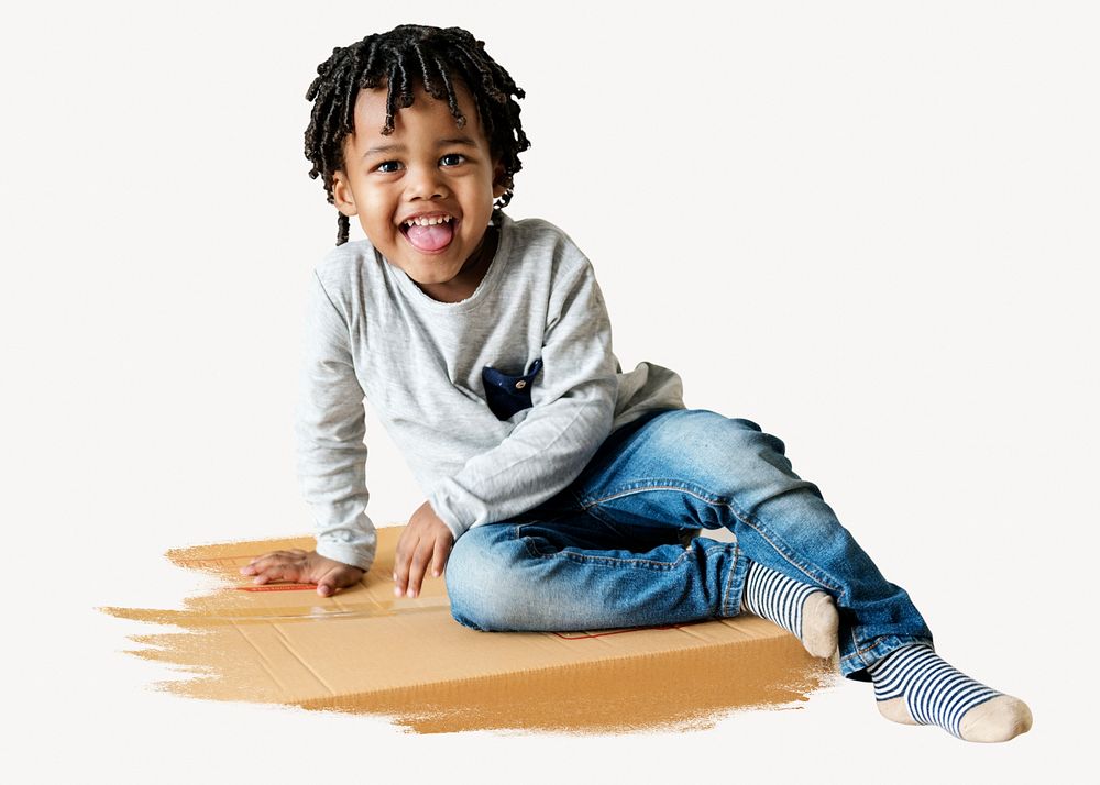Smiling African-American boy photo on white background