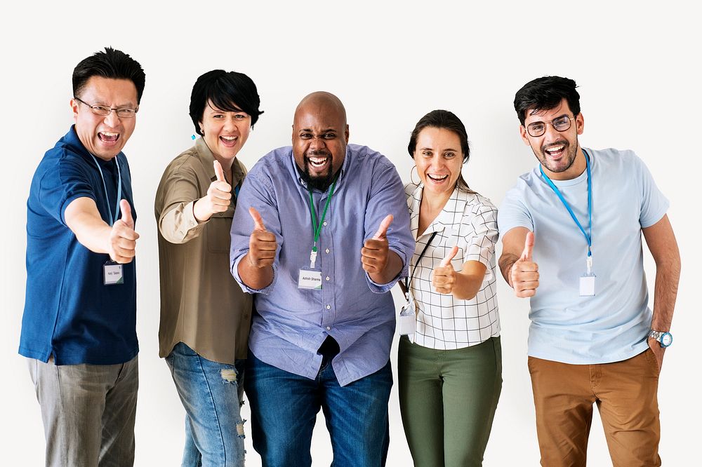 Business team thumbs up isolated image psd