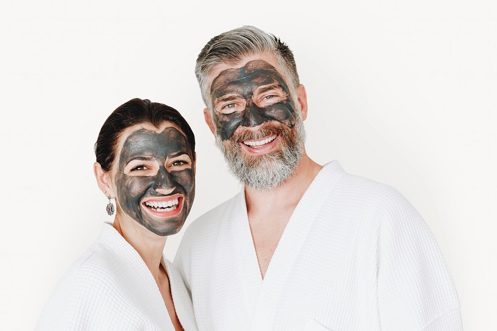 Spa couple, health and wellness isolated image