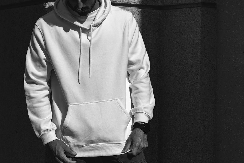 Black and white hoodie street style men's fashion portrait