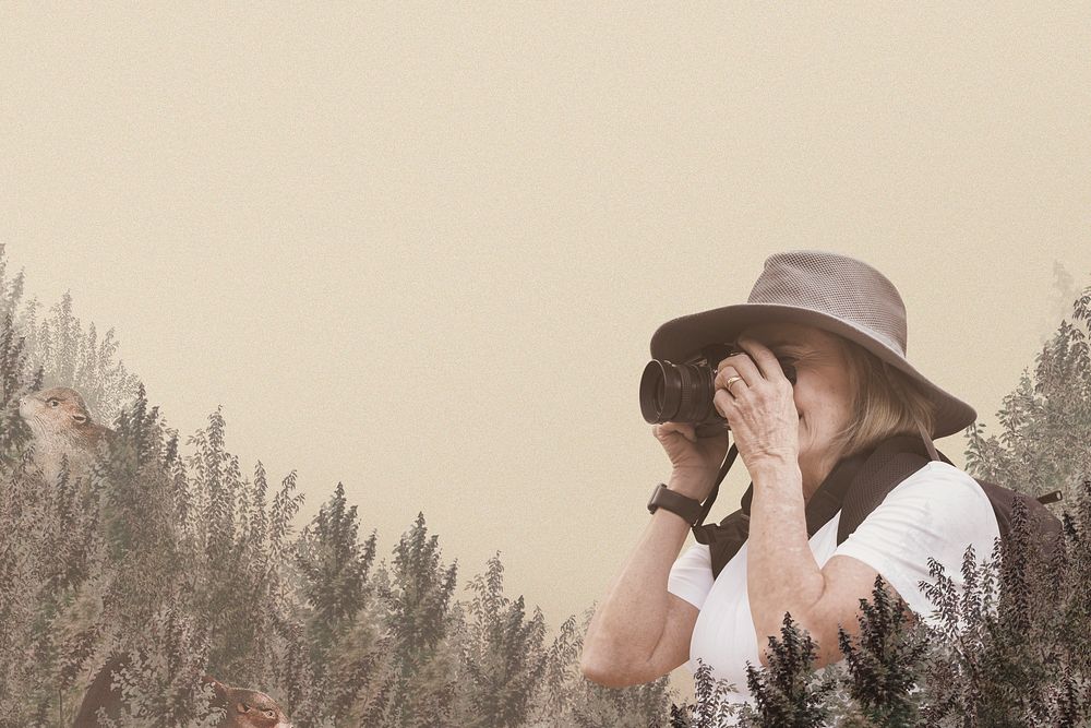 Woman capturing nature border frame