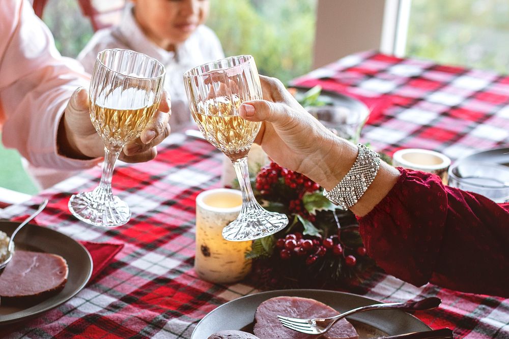 Happy family having a Christmas dinner at home