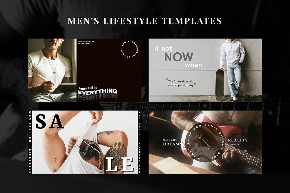 Men&rsquo;s lifestyle presentation template vector set