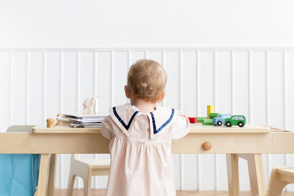 Toddler playing in her play room