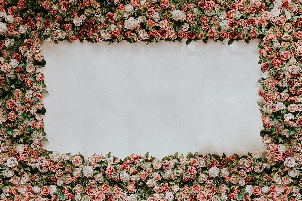 Flower wall installation with blank space 
