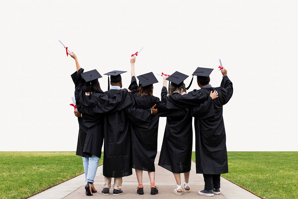 University students in graduation gowns image element