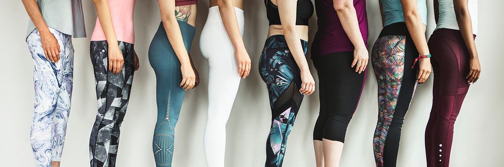 Side view of fitness women in a row